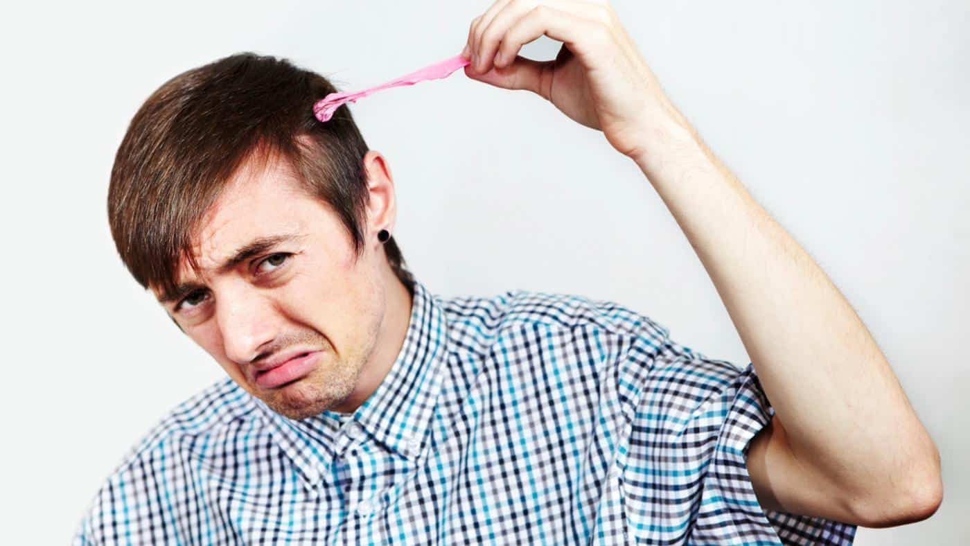 Chewing gum in hair