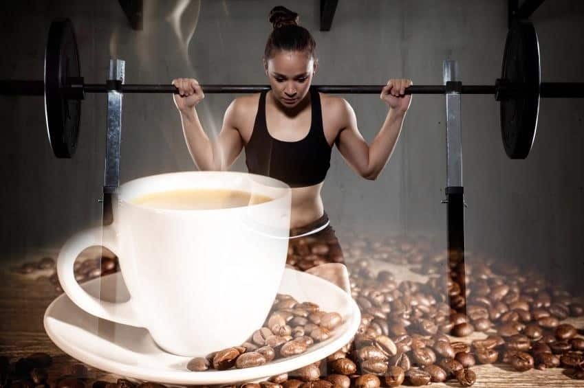 woman exercising and coffee