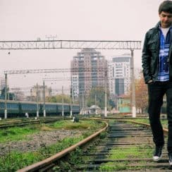 sad boy walking