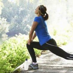 a woman doing stretching