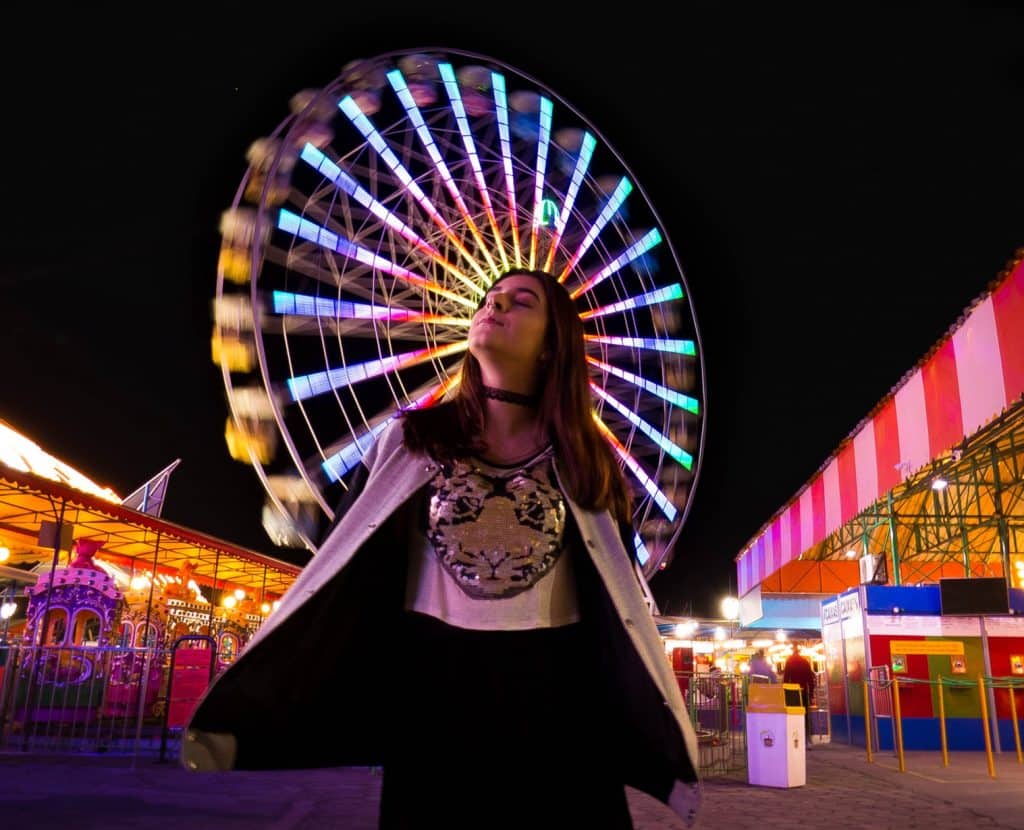 a woman chilling out in a theme park