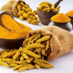 a bag of turmeric and turmeric powder