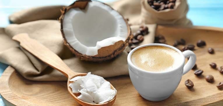 coffee, coffee beans and coconut