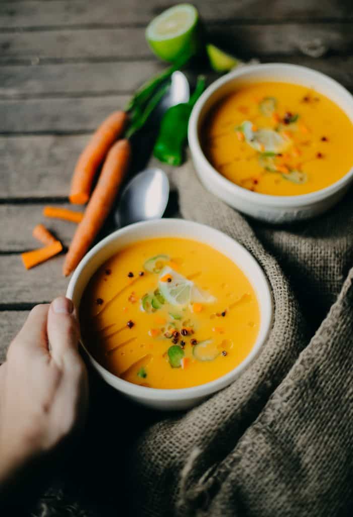a bowl of turmeric carrot soup