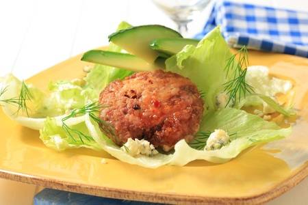 ground chicken with avocado slices and lettuce