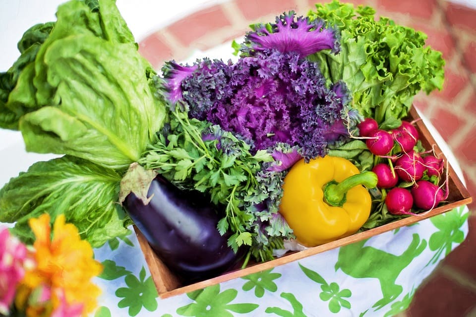 a boxful of vegetables