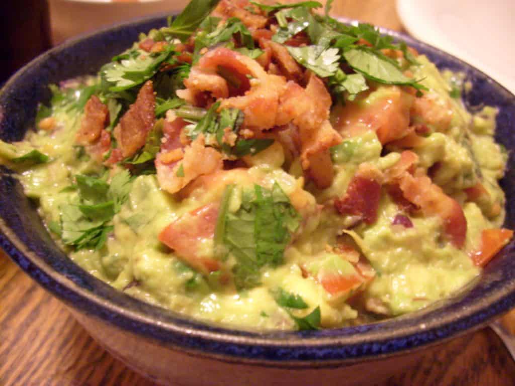 a bowl of bacon guacamole