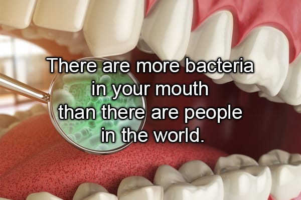 mouth with bacteria