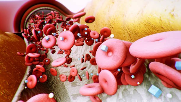 Glucose in blood,Blood cell with cube of sugar,Diabetes concept.