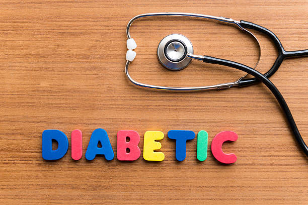 DIABETIC colorful word on the wooden background