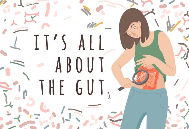 Why gut health matters. Your digestion are important. Horizontal poster. Medical infographic. Stomach function. Editable vector illustration in modern style. Healthcare and scientific concept