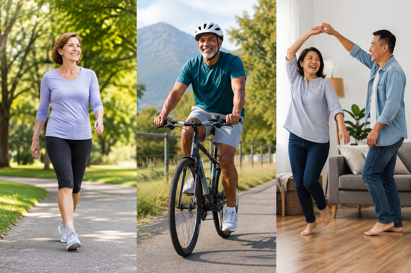 Examples of moderate exercise including walking cycling and dancing