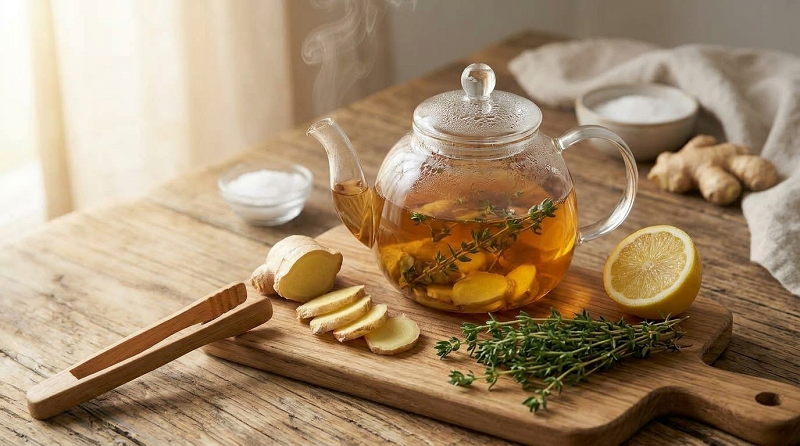 Fresh Ginger & Thyme Herbal Tea