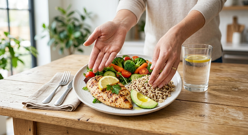 Hand-based guide for estimating healthy food portions
