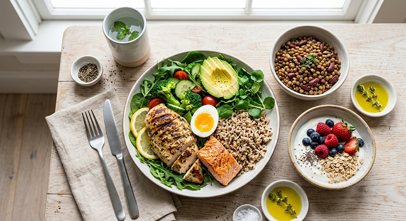 Protein-rich and high-fiber foods for a healthy weight loss diet
