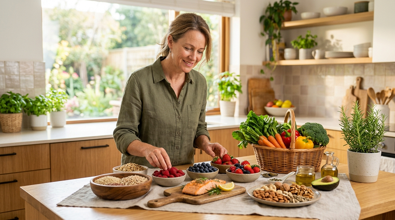 Person choosing healthy foods to create a personalized nutrition plan