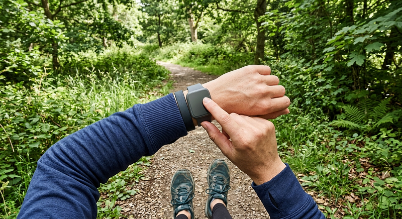 Fitness watch during a walking workout for heart health