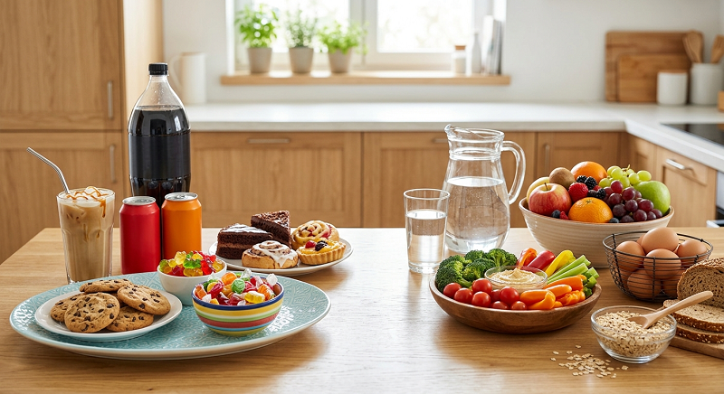 Sugary foods and drinks can add extra calories that may make fat loss harder
