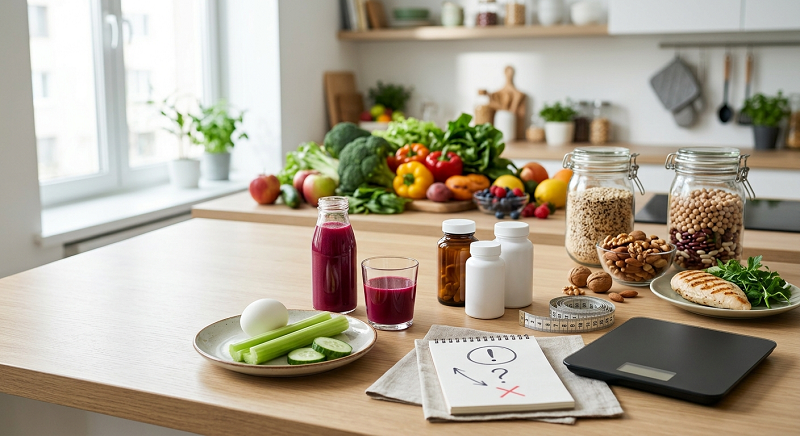 Table showing common warning signs of fad diets compared with balanced whole foods.