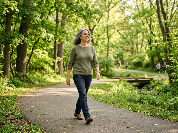 Walking outdoors in nature as a natural way to reduce daily stress